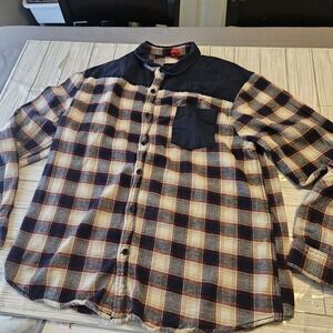 DRL Essentials Shirt Mens Extra Large Checkerboard Blue Flannel Long Sleeve